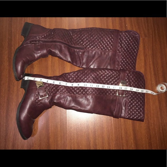 These are red wine knee high boots - Picture 2 of 4